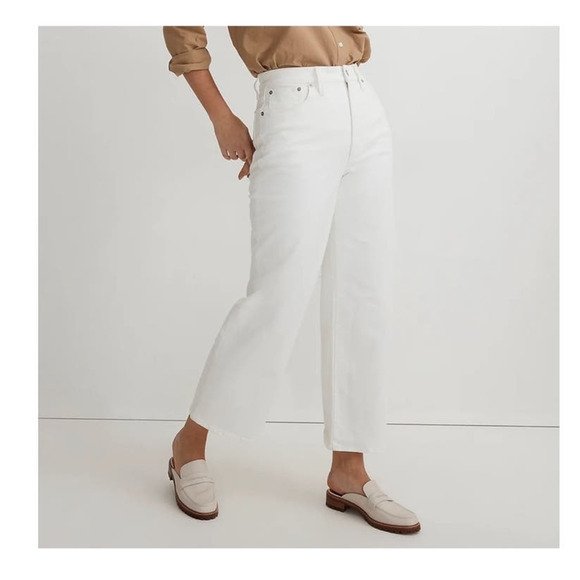 NWT Madewell The Petite Perfect Vintage Wide-Leg Crop Jean in Tile White Sz 31P - Picture 5 of 13